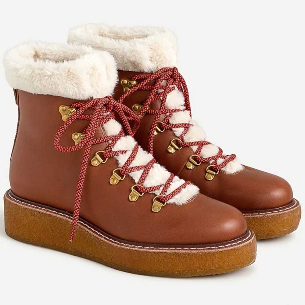 J. Crew leather winter boots with wedge crepe sole, BRAND NEW size 10